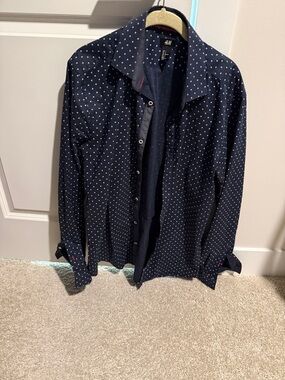 H&M Navy Shirt with White Polka Dots